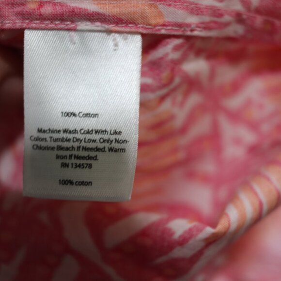 Vineyard Vines Pink & White Tropical Print Off Shoulder Tank Top Ruffle LG - Picture 11 of 12